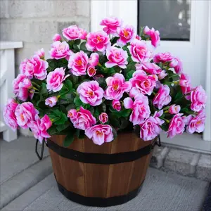 6PCS Outdoor Camellia Artificial Plants, Weather-Resistant Decorative Flowers for Porch, Patio, Garden, and Entryway Use