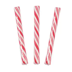 5" 2 lbs. Red and White Striped Apple Flavor Hard Candy Sticks - 80 Pc.