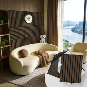 Peel and Stick  Slat Wall Panels 11.8" x 15.7" Decorative Acoustic Panels, Soundproof PVC Slatted Wall Panels for Living Room Bedroom Accent Wall, 16 Pack