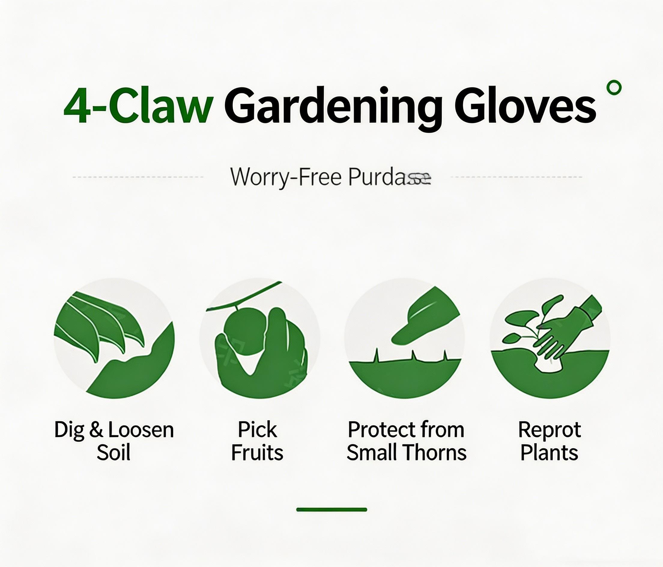 Clawed Gloves, Gardening Gloves, Clawed Digging Gloves, Flower and Vegetable Planting Gloves, Thorn-Resistant, Landscaping, Rubber-Coated