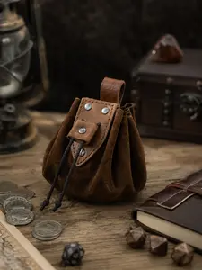 Medieval Style Synthetic Leather Small Bag, Lightweight Coin Purse with Drawstring and Belt Loop, Ideal for Larp, Rpg, Costume Events, Game Accessories