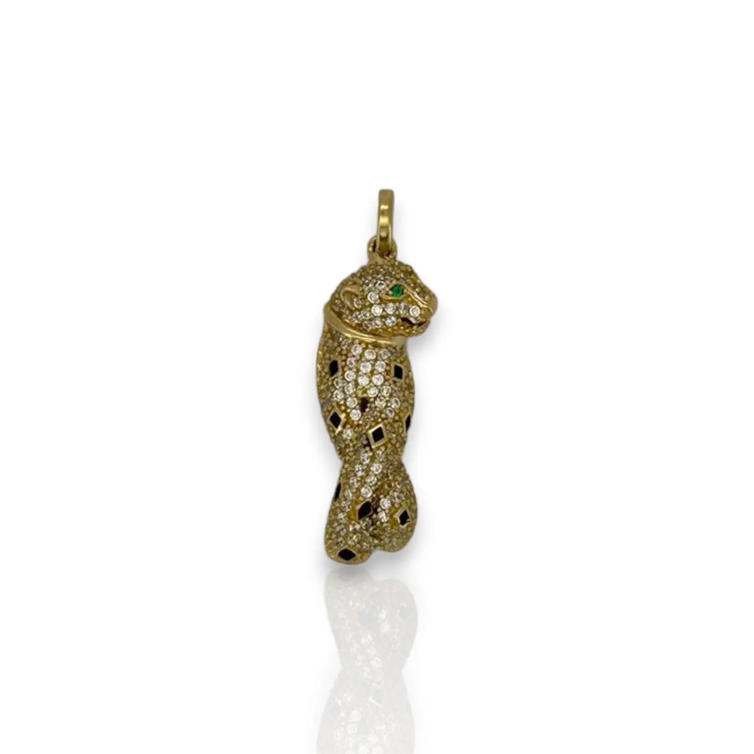 Jaguar Cz Pendant  - 14k Yellow Gold