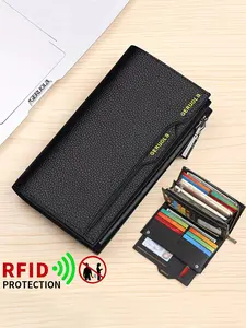 Men's Leather Wallet Long Design Large Capacity Multiple Card Slots Quick Draw Feature Ideal Gift for Men Business Office Use, RFID Wallet