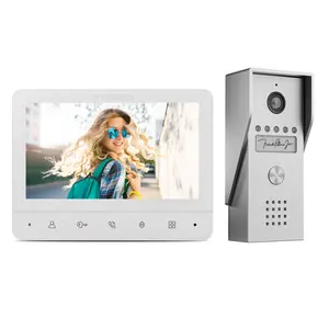 Wired Video Intercom System,7 inchesVideo Doorbell Camera with ,WiredVideo Door Phone HD Camera KitsSupport Unlock,Dual-Way Intercomfor Villa Home Office Apartment Safety Modern