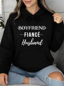 Boyfriend Fiance Husband Hoodie Black Romantic Relationship Gift Personalized Unisex Women Winter Cozy Fleece Hooded Long Sleeve Sweatshirt Perfect For Everyday Wear Made In Usa