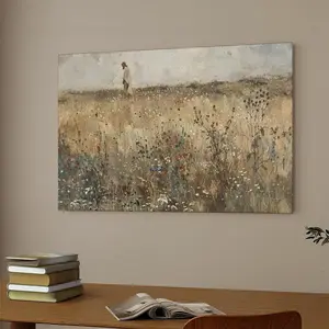 Jesus Christ Among The Wildflowers Poster Hand Drawn Artwork Canvas Print For Church Room Decor Christian Artistic Home Living Bedroom Office Decoration