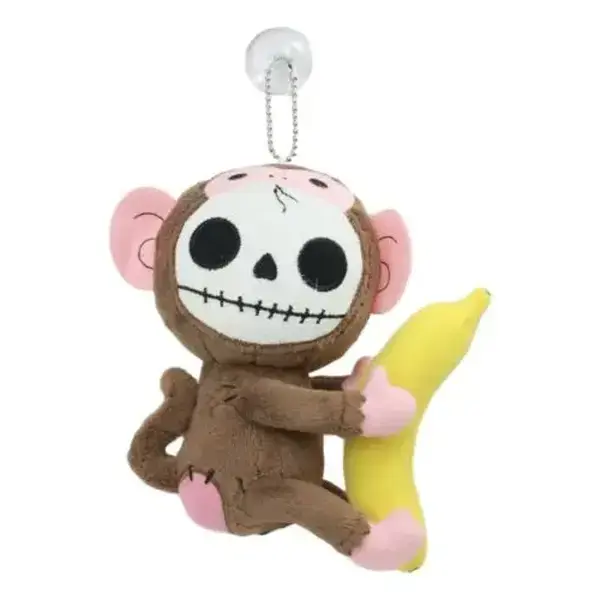 Ebros Small Furry Bones Skeleton Baby Monkey W/ Banana Plush Toy Doll Furrybones