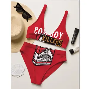 Cowboy Graphic Red Bikini Set, Bathing Suit for Women, Cute Bikini, 2026 Independence Day Gift, Quick-Drying, Summer Beach Outfit, Gift for her