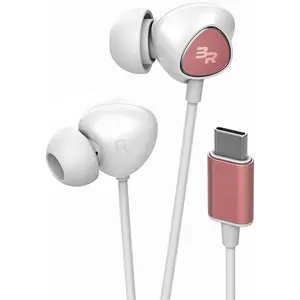 USB-C Headphones with Mic, in-Ear Wired Earphones with Inline Remote + Microphone for Type-C Phones Including Pixel 6/7/8 Pro, Galaxy S20/S21/Plus/S22/S23/S24/S25 Ultra (V100 Rose )