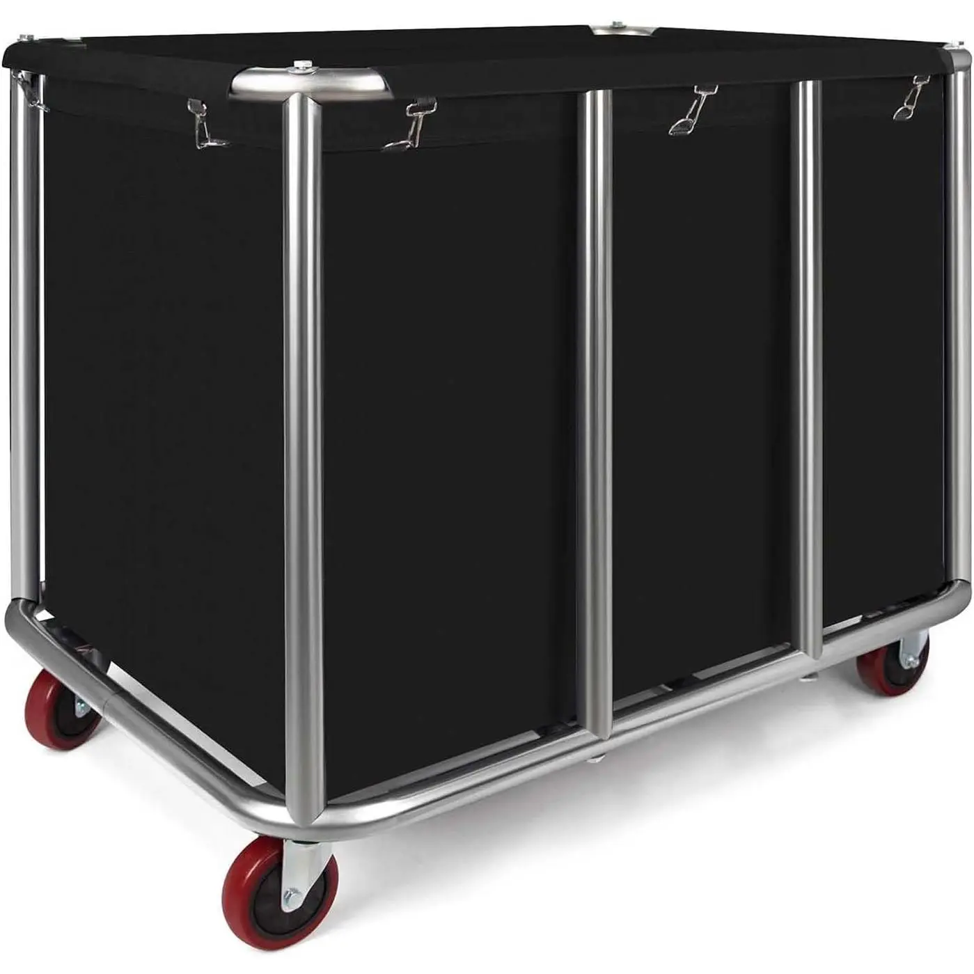 Commercial Laundry Cart with Wheels, 470L Industrial Rolling Laundry Basket, Large Heavy Duty Laundry Sorter with Watertight Oxford Bag & Sturdy Steel Frame for , Hotel, , 440 lbs (Black)