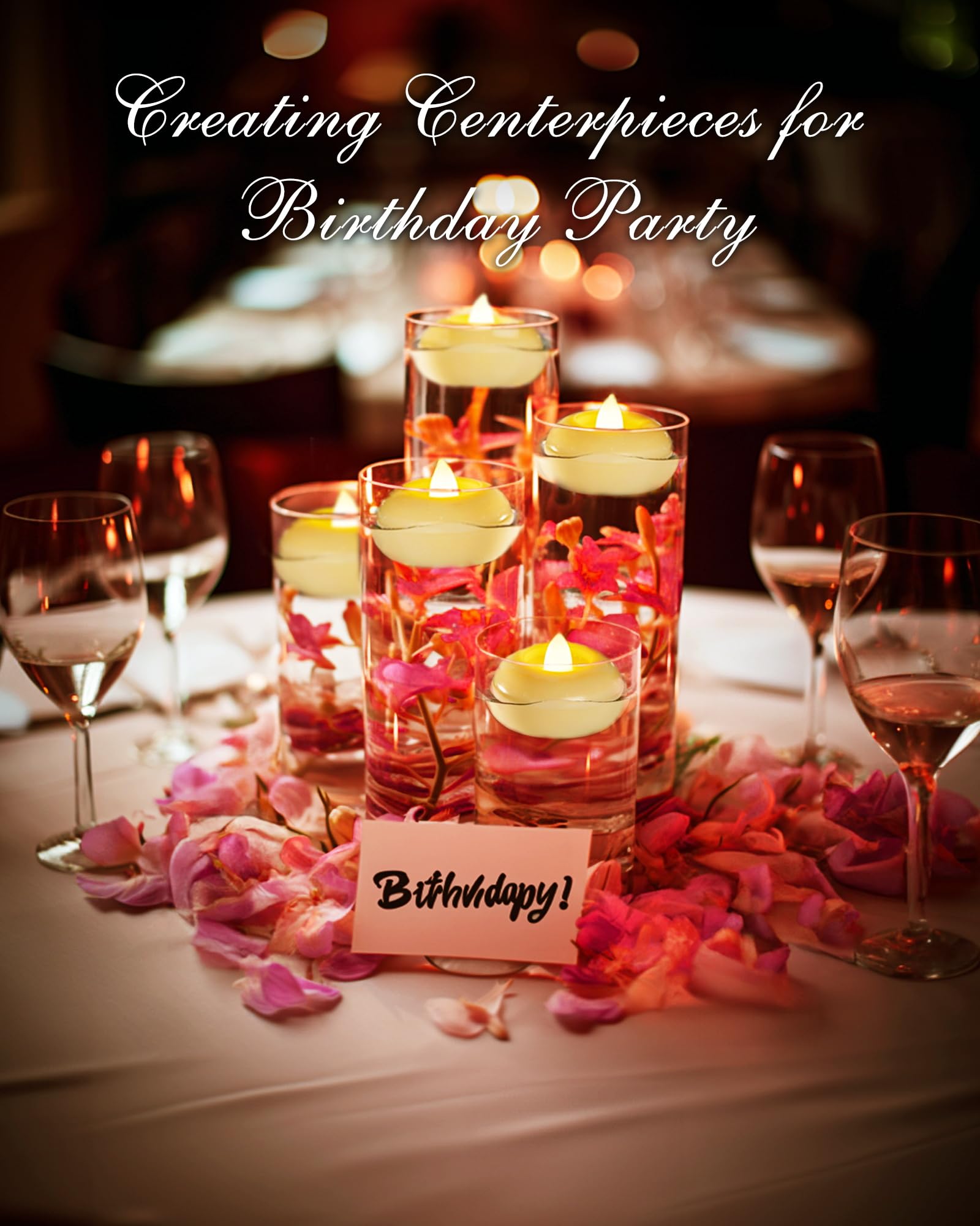 24 Pack 2” Flameless Led Floating Candles, 200 Hour Battery Operated Flickering Waterproof Tealights for Cylinder Vases, Centerpieces at Wedding, Party, Pool, Holiday (Ivory Base)