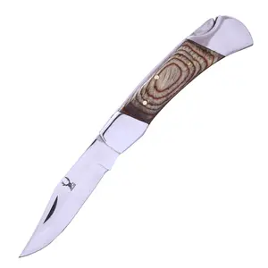 The BoneEdge 7" Classic Folding Knife Wooden Handle with Sheath Stainless Steel