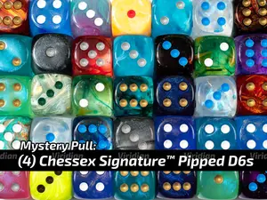 Mystery Pipped D6s (4) | Random Blind Mystery Pull | Chessex Signature Dice