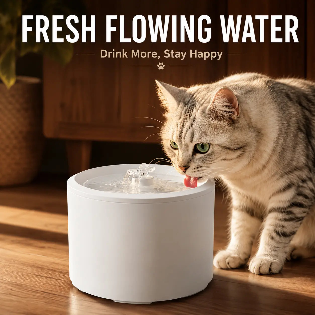 3L Automatic Pet Water Fountain for Cats, Fresh Flowing Water Dispenser with Quiet Pump, Large Capacity Bowl, Removable Parts for Easy Cleaning, Modern Indoor Cat Drinking Fountain for Kittens and Small Dogs