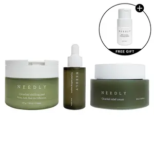 NEEDLY Cicachid Calming & Barrier Care Set with Chilling Pad Ampoule & Cream for Sensitive Skin with Centella Asiatica & Botanical Extracts