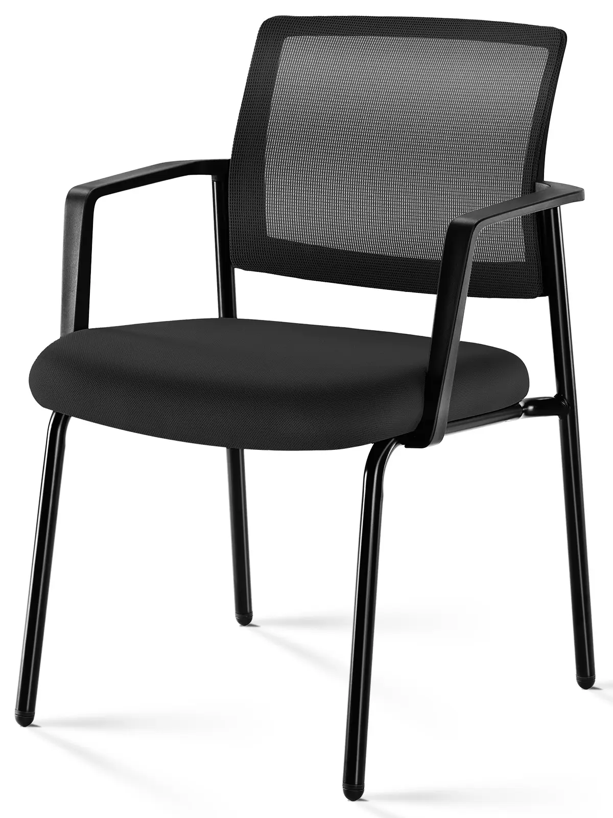 Anatomically Shaped Black Accent Armchair - Mesh-Back Stackable Indoor Furniture, Fabric Seat, Cool Back, Ergonomic Multi-Angle, Furniture-Style, 275 lbs Weight Capacity, Space-Saving for Home, Anatomically Shaped Armchairs, Black Accent Armchairs