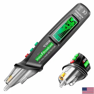 AC 12-1000V Non Contact Voltage Test Pen, Smart Voice Broadcast Voltage Detector with Infrared Positioning, 5-Speed Sensitivity Adjustment Backlit LCD & Built-in LED Flashlight