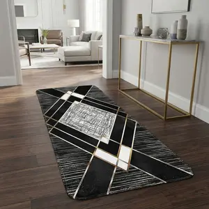 1pc Geometric Marble Minimalist Flannel 100% Polyester ACCENT RUG, aisle/door/foyer/office light absorb light slip-safe, fold-flat space-save, tub-side/kitchen/laundry/dorm flex lay, gentle-wash fade-free gift-ready