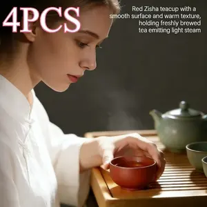4pcs 2026 Year New Raw Clay Teapot Set, Handmade Retro Tea Cup Collection, Ideal for Home & Office Use, Unique Design