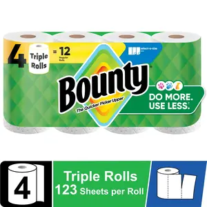 Bounty Paper Towels Select-A-Size White, 12-24 Triple Rolls, 123 Sheets per Roll
