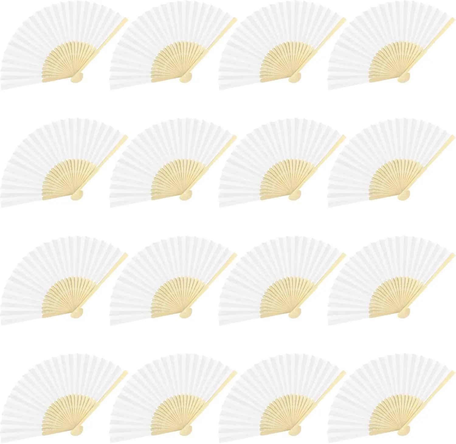 16 count White Paper Fans  Folding Fans Handheld Folded Fans for DIY, Wedding , Party, Home Decoration