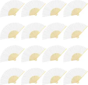 16 count White Paper Fans  Folding Fans Handheld Folded Fans for DIY, Wedding , Party, Home Decoration
