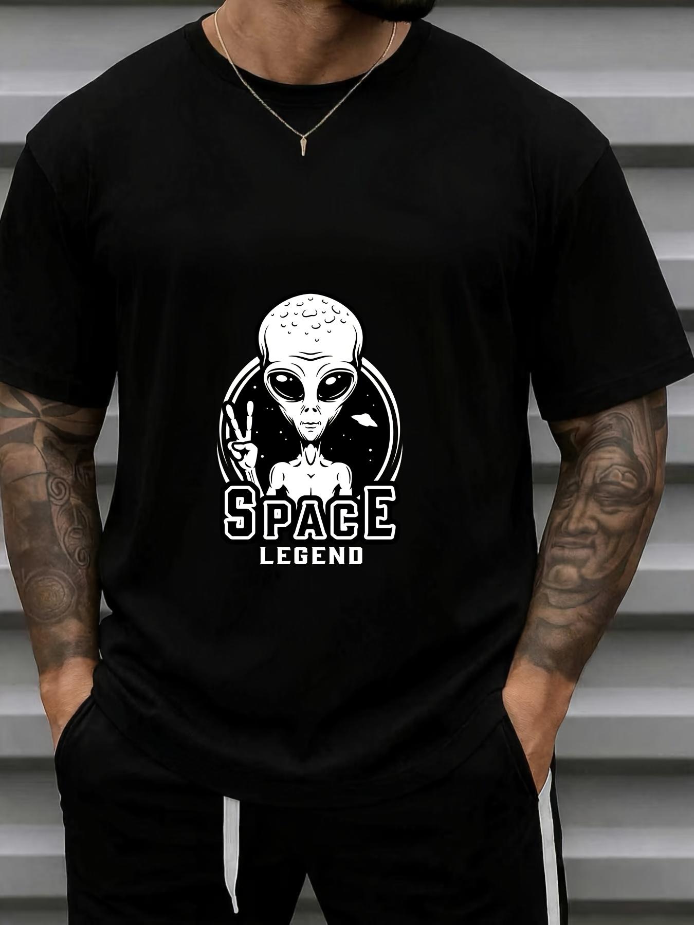 Men's Alien Graphic T-Shirt Space Theme Print Crew Neck Short Sleeve Casual Tee Festival Party Style