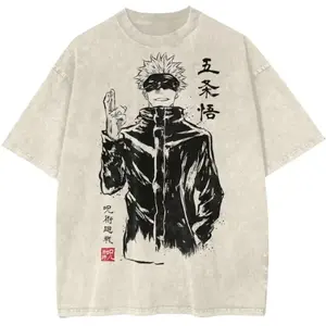 Satoru Gojo Jujutsu Kaisen Anime Streetwear Vintage Graphic Tee Size S- 3XL, Menswear Top, Womenswear Top - Streetwear Tshirt Round Neck