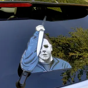 Masked Serial Killer WiperTags decal attaches to rear vehicle wiper blades and window. Detachable and interchangeable with hundreds of designs. Made in USA.