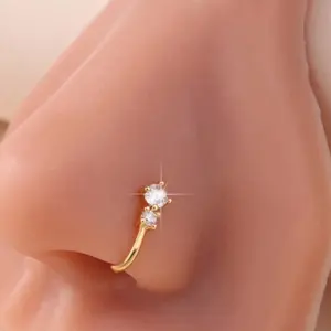Cubic Zirconia Personality Simple U-Shaped Nose Clip - Non-Perforated Nose Clip for Women - Golden Color