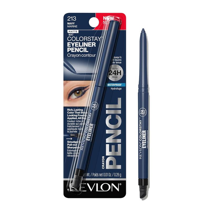 REVLON ColorStay Pencil Waterproof Eyeliner 213 Navy 0.01 oz Full Coverage Smudge-Proof Eye Makeup with Built-In Sharpener for All Skin Types