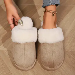 Women's Fuzzy Memory Foam Slippers Fluffy Winter House Shoes Indoor Outdoor Casual Black EVA Outsole