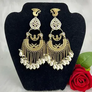 Elegant Lightweight Statement Antique Gold Earrings