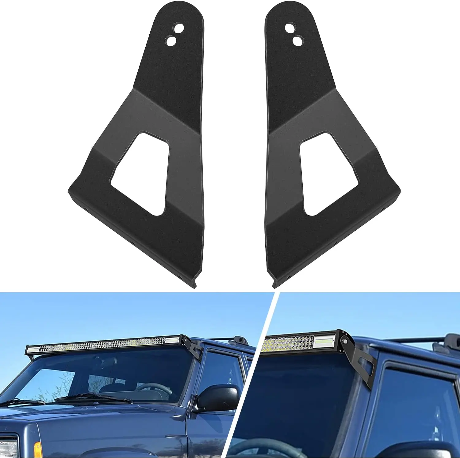 Nilight 2PCS 52in Curved LED Light Bar Brackets with Rivet Nuts, Accessories for Car, Secure Upper Windshield Roof Cab Mount Auto Parts for 1984-2001 Jeep Cherokee XJ & 1986-1992 Comanche MJ