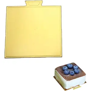 100 count 3.54"x3.54" Mini Cake Boards, Small Square  Mousse Cake Cardboard Set, Cupcake Base, Dessert Tray, Disposable Paper Coasters, for Wedding Party Pastry
