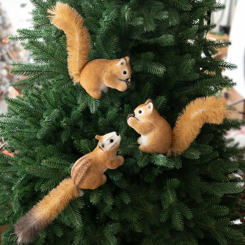 New Christmas Squirrel Plush, Realistic Squirrel Toy for Xmas Decor, Home Office Mantel Shelf Decoration, Holiday Gift
