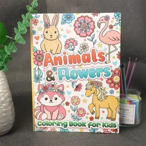 Animals and Flowers Coloring Book, Clean Patterns for Adults & Kids, Humorous & Funny, Relaxation Activity, Perfect Birthday Gift