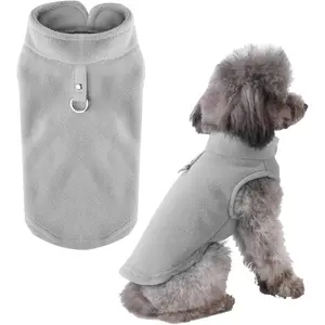 Small  Sweater  Fleece Vest Soft  Jacket with Leash O-Ring Winter Warm Pet Pullover Coat Puppy Clothes for Small Dogs Cats Chihuahua Apparel Shih Tzu Costume, Grey