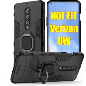 Jusy Heavy Duty Shockproof Phone Case for OnePlus 8, with Rotating Ring Kickstand, Dual Layer Protective Cover, Support Magnetic Car Mount, Black (NOT fit Verizon/8 Pro/8T)
