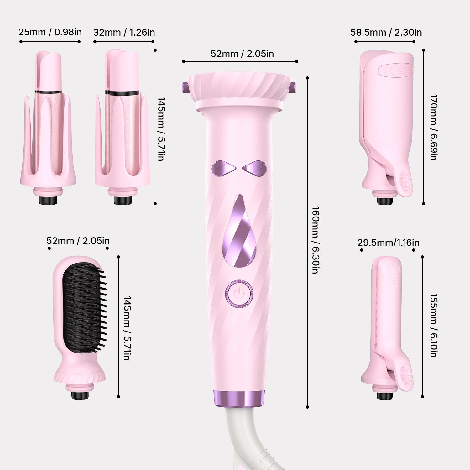 5-in-1 Automatic Rotating Curling Iron Set, Negative Ion Hair Styler for Effortless Curls, Beach Waves & Sleek Straight Looks, Fast Heat-Up, Anti-Scald Design