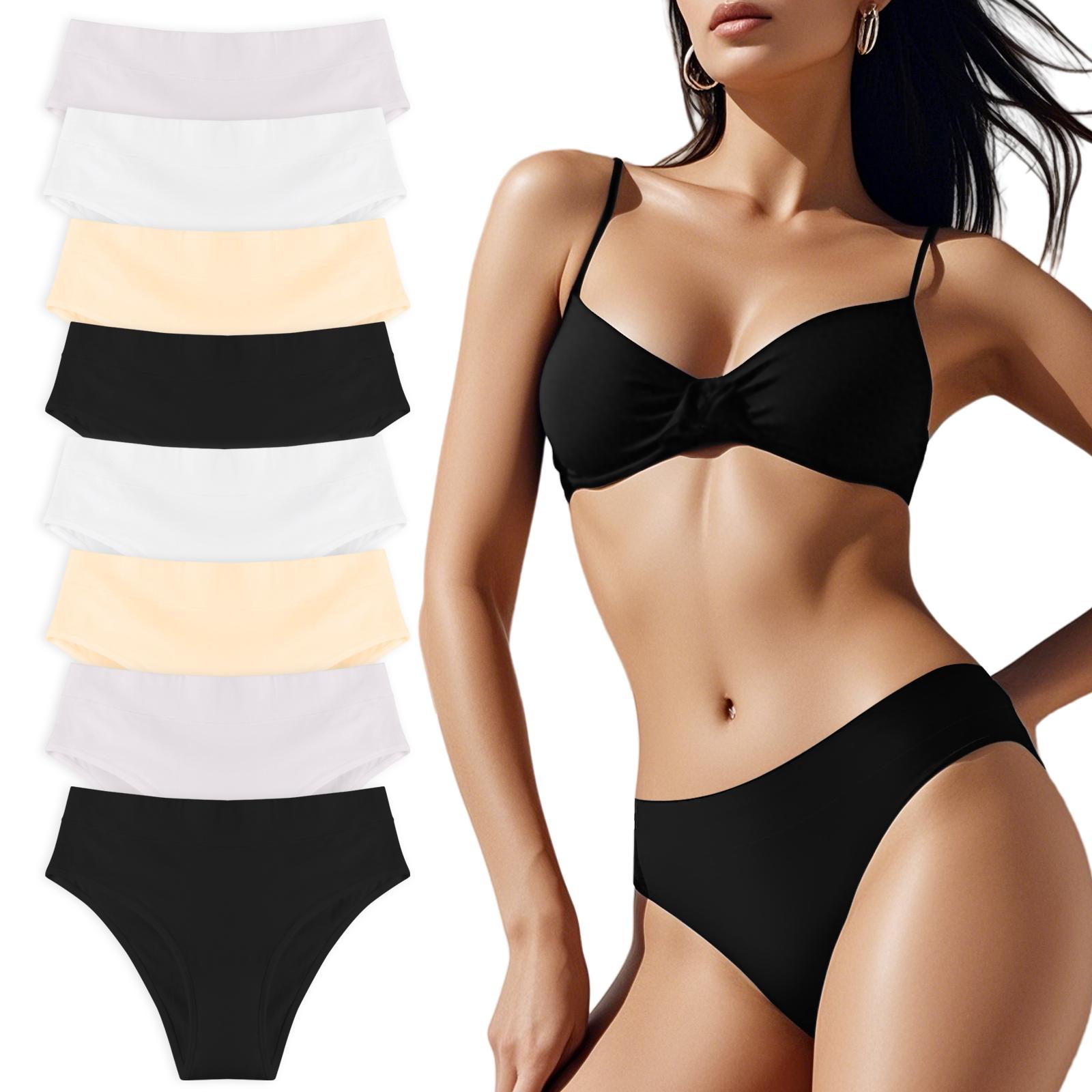 Women's Cotton Bikini Brief Underwear Multipacks (8pcs/4pcs) - High Waist Soft Breathable Panties, Seamless Comfort Briefs for Daily Wear, Solid Color Knickers for All Seasons Fit Fabric Modest Women's Cotton Bikini Brief Underwear Multipacks (8pcs/4pcs) - High Waist Soft Breathable Panties, Seamless Comfort Briefs for Daily Wear, Solid Color Knickers for All Seasons Fit Fabric Modest