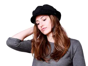 Black Women Wool Fiddler Hat S - XXL size , Women Newsboy Cap, Cabbie Hat, Sailor Captain Hat, Skipper Officer Hat, Yachtsman Fisherman Cap
