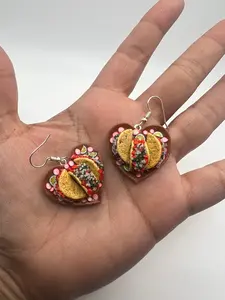 Heart tacos earrings cute charm