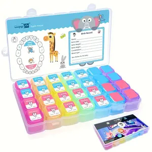 1/2/4piece, Cute Tooth Fairy Box Baby Teeth Storage Container with 28 Holes for Kids Boys Girls, Keepsake Teeth Holder Organizer Home Nursery Decor Ideal Tooth Fairy Gift，PP material, good sealing, can be used for storing multiple items in jewelry stora