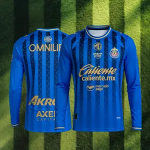 25 26 Chivas de Guadalajara Mexico LIGAMX Third Away Blue Long Sleeve Soccer Jersey Fans Version Breathable