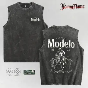 Vintage Acid Wash Desert Cowboy Graphic Muscle Tee | Dark Western Sleeveless Shirt | 100% Cotton Men's Streetwear