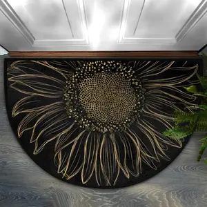 Sunflower Pattern Door Mat, Sunflower Welcome Mat, Non-slip Semicircular Door Entrance Mat, Decorative Carpet for Home Living Room Bedroom Study Room