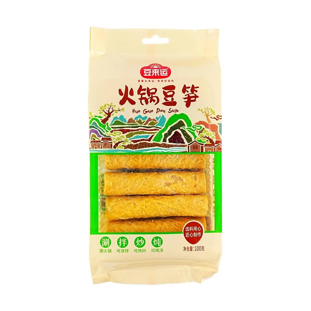 DOULAIYUN Dried Bean Curd Stick 100g - Savory Hot Pot Ingredient, Rich Soy Flavor, No Oily Taste
