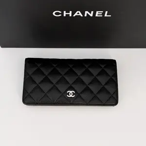 Pre-owned CHANEL lambskin Mini Bags Interlocking CC Logo Bifold Wallet Black