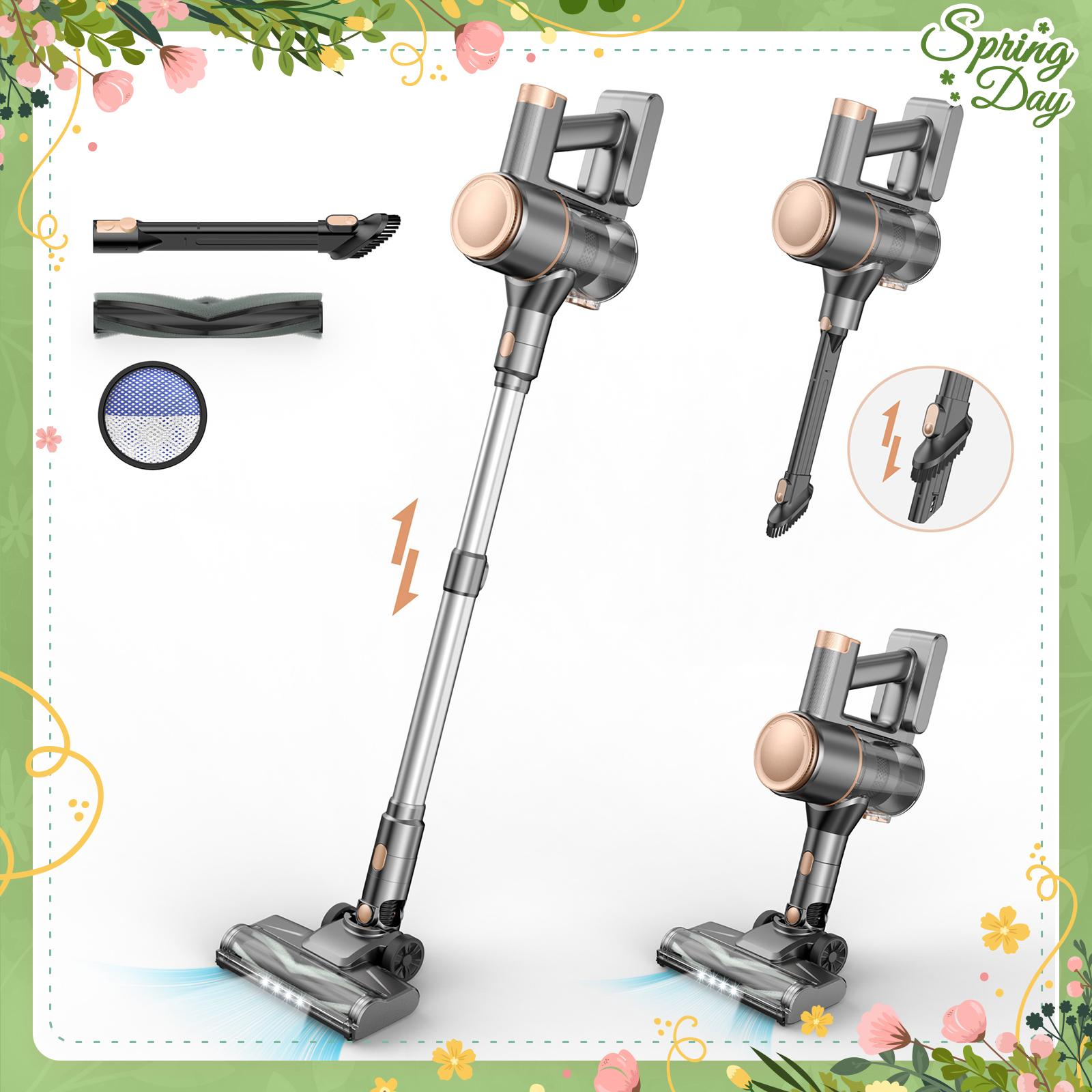 [Springglowup] N8 Cordless Stick Vacuum Cleaner 25Kpa 40 Mins Runtime Lightweight Stick Vacuum,Self-Standing Rechargeabl